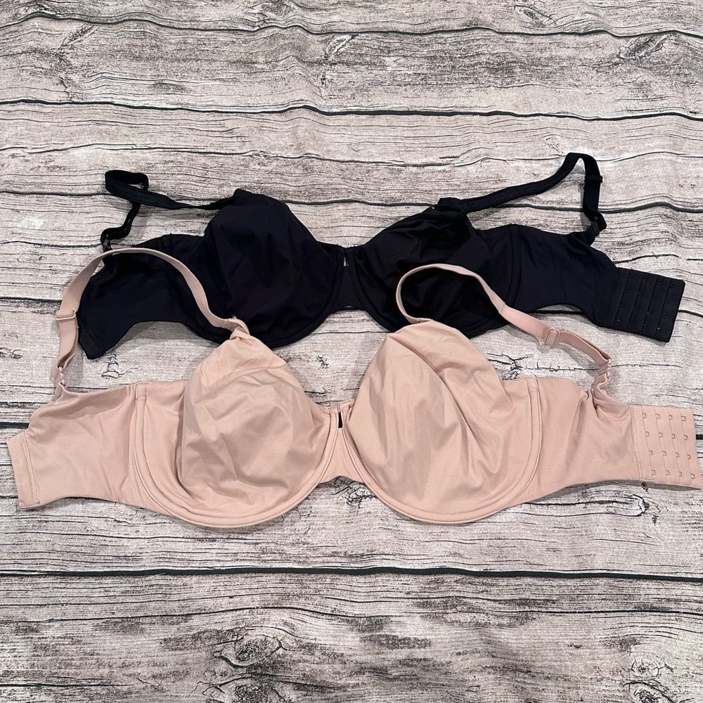 Lot Of 2 Bare Necessities Underwire Full Coverage Bras In Beige & Black Size 32i